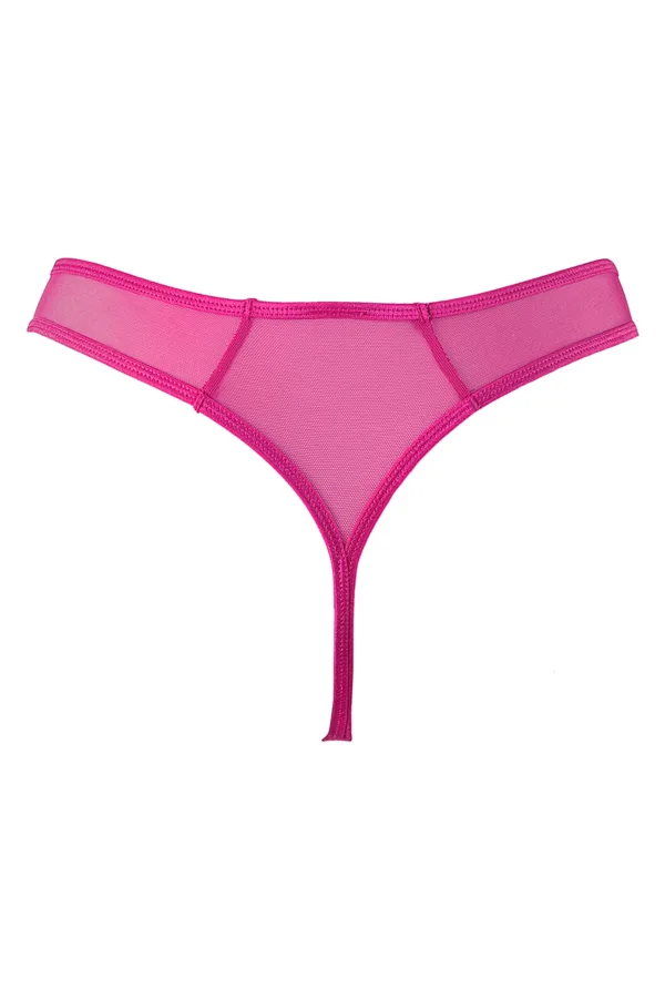 String Rose tulle et broderies V-10258 – Axami - 94edenstreet.com - sexshop en ligne