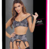 Ensemble coquin ouvert 3 pièces gris – Cottelli Lingerie - 94edenstreet.com - sexshop en ligne