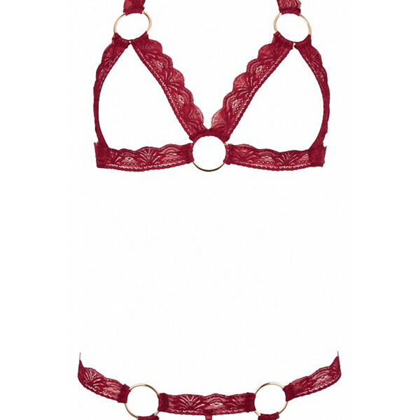 Ensemble string ouvert et seins nus bordeaux – Cottelli Lingerie