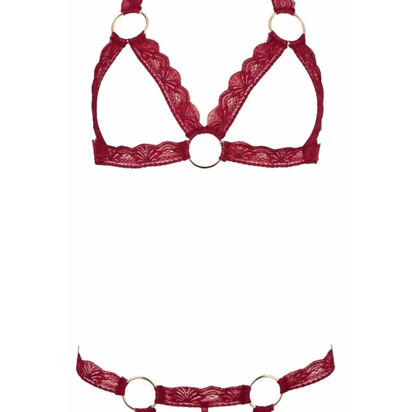 Ensemble string ouvert et seins nus bordeaux – Cottelli Lingerie