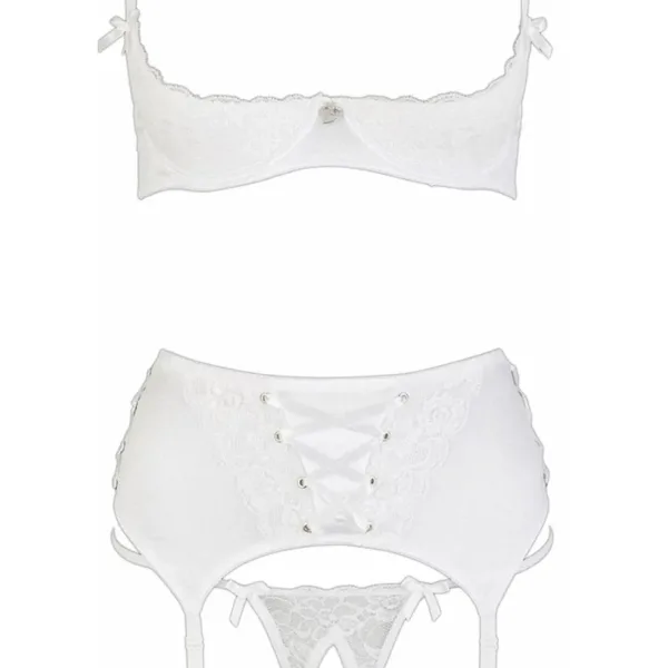 Ensemble lingerie 3 pièces ouvert blanc – Cottelli Lingerie