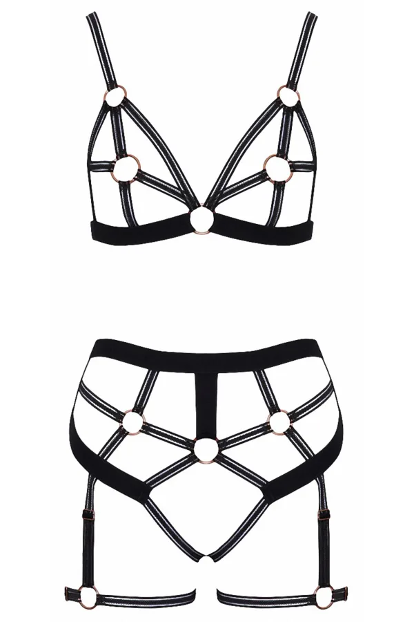 Set lingerie BDSM harnais noir – Cotelli Lingerie - 94edenstreet.com - sexshop en ligne