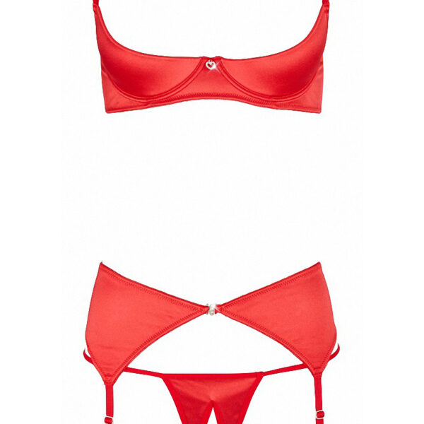 Ensemble lingerie 3 pièces ouvert rouge – Cottelli Lingerie