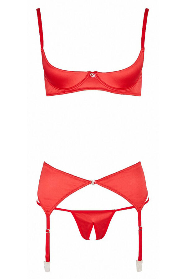 Ensemble lingerie 3 pièces ouvert rouge - Cottelli Lingerie – Image 2