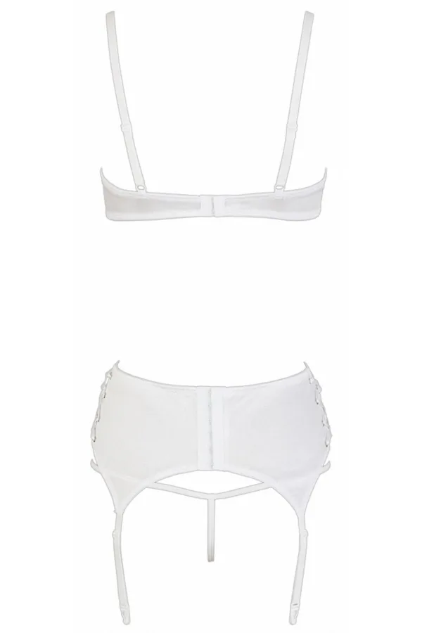 Ensemble lingerie 3 pièces ouvert blanc – Cottelli Lingerie - 94edenstreet.com - sexshop en ligne