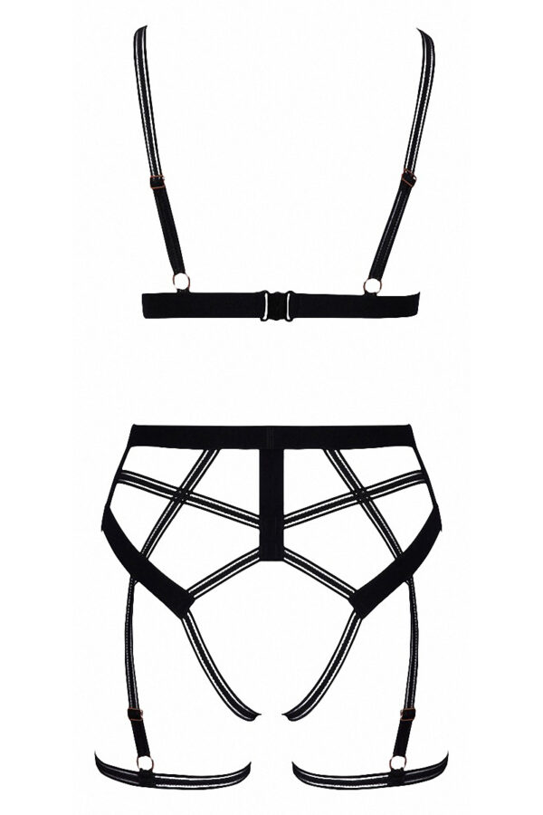 Set lingerie BDSM harnais noir – Cotelli Lingerie - 94edenstreet.com - sexshop en ligne