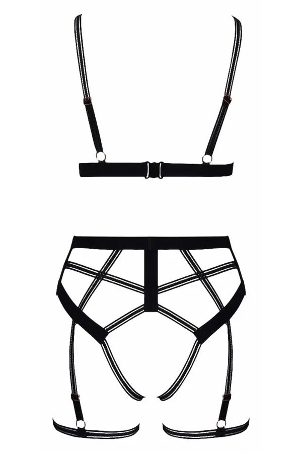 Set lingerie BDSM harnais noir – Cotelli Lingerie - 94edenstreet.com - sexshop en ligne