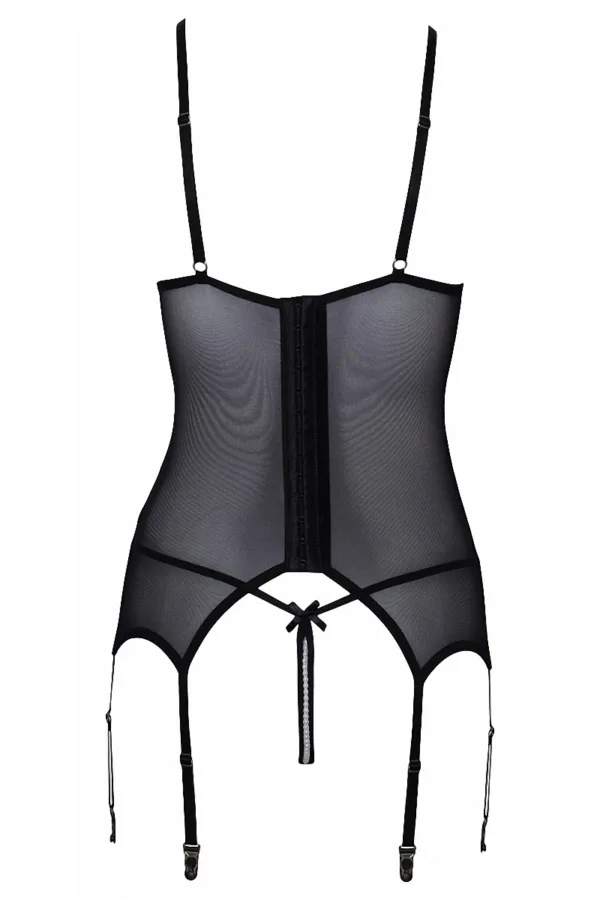 Guêpière seins nus et string ouvert résille et perles – Cottelli Lingerie - 94edenstreet.com - sexshop en ligne