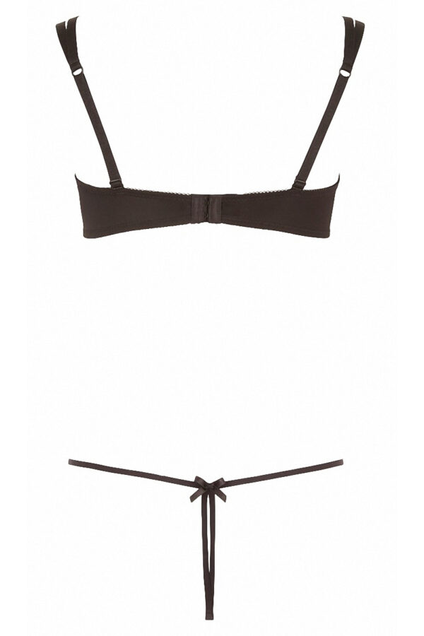 Ensemble dentelle string ouvert et seins nus noir - Cottelli Lingerie – Image 3