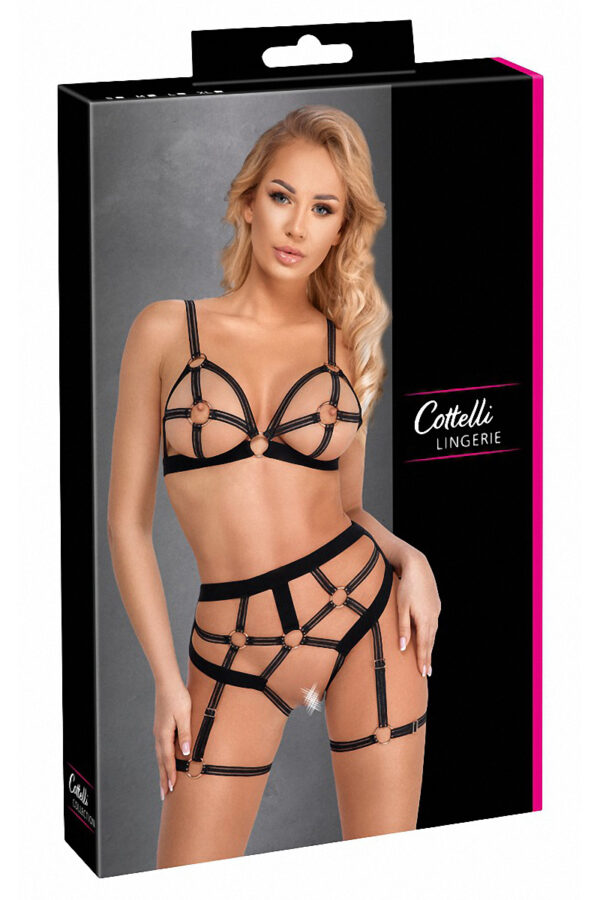 Set lingerie BDSM harnais noir – Cotelli Lingerie - 94edenstreet.com - sexshop en ligne