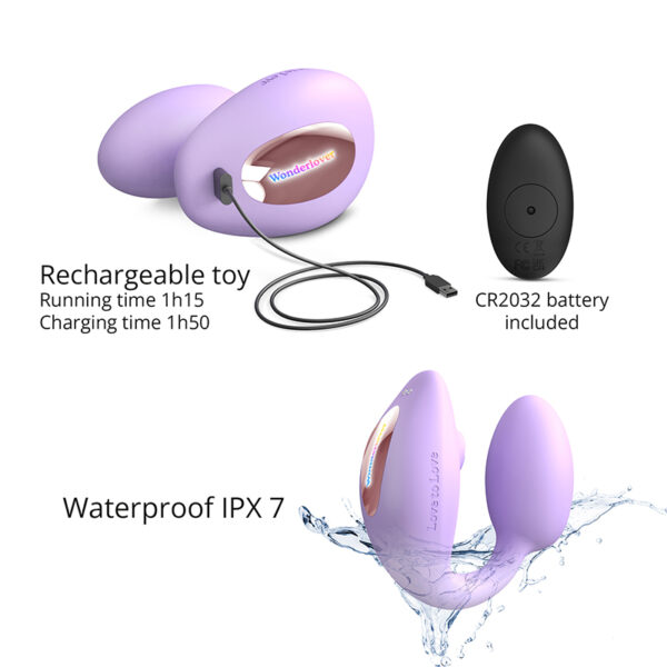 Double stimulateur Wonderlover mauve – Love to Love