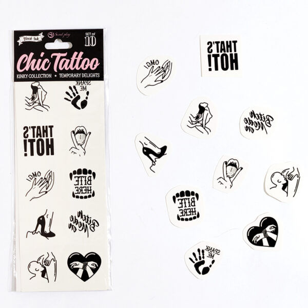 10 tatouages temporaires Kinky Collection – Secret Play