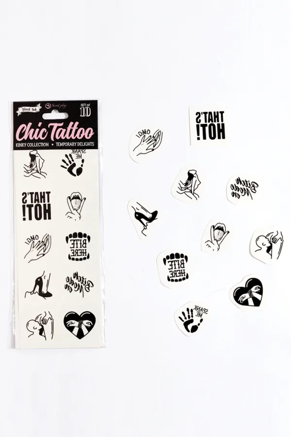 10 tatouages temporaires Kinky Collection – Secret Play - 94edenstreet.com - sexshop en ligne
