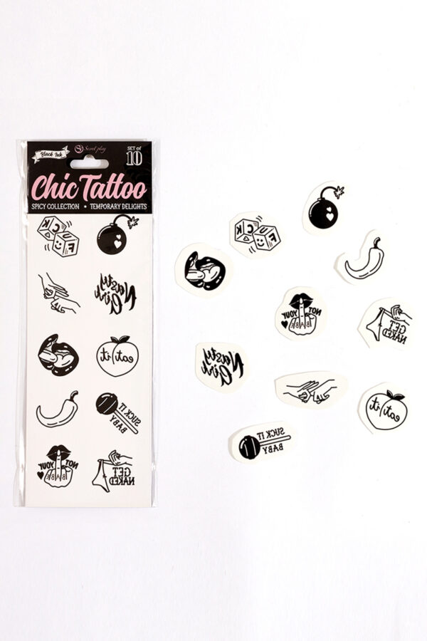 10 tatouages temporaires Spicy Collection – Secret Play - 94edenstreet.com - sexshop en ligne