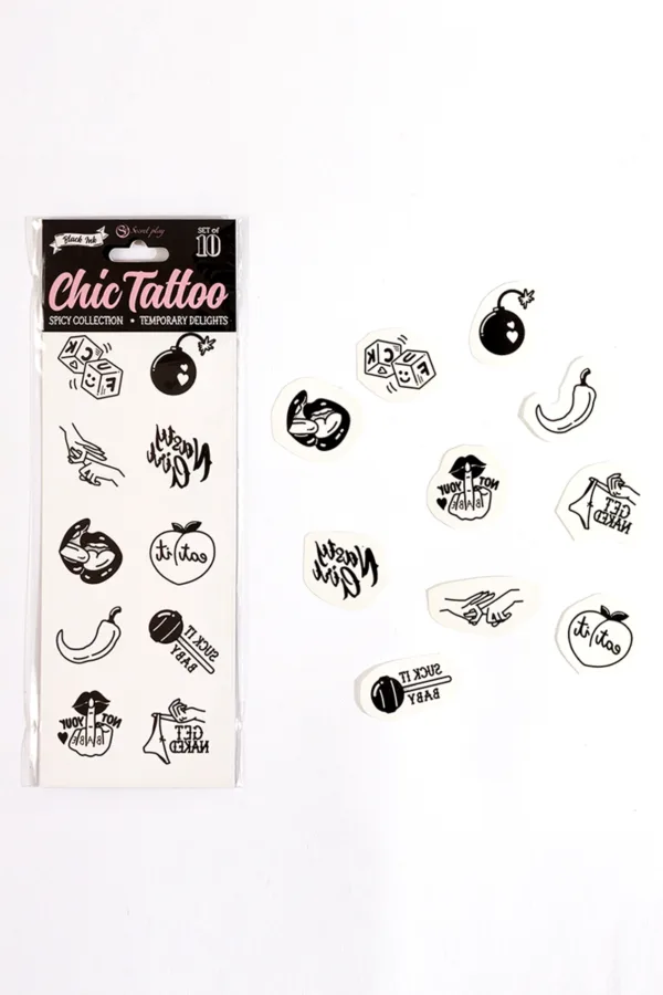 10 tatouages temporaires Spicy Collection – Secret Play - 94edenstreet.com - sexshop en ligne