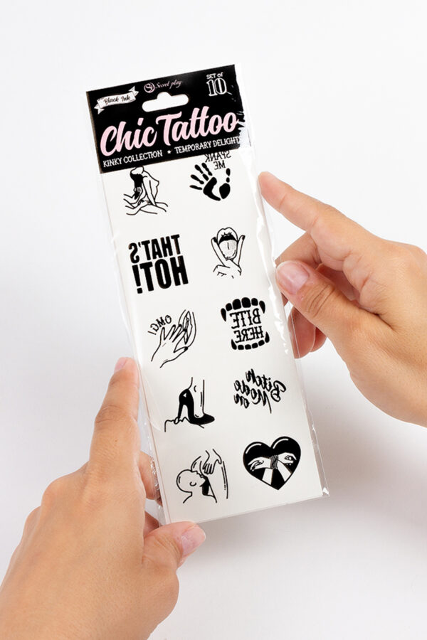 10 tatouages temporaires Kinky Collection – Secret Play - 94edenstreet.com - sexshop en ligne