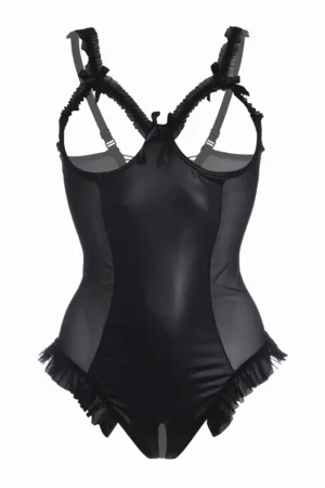 Body wetlook ouvert noir Mistique – Christine - 94edenstreet.com - sexshop en ligne