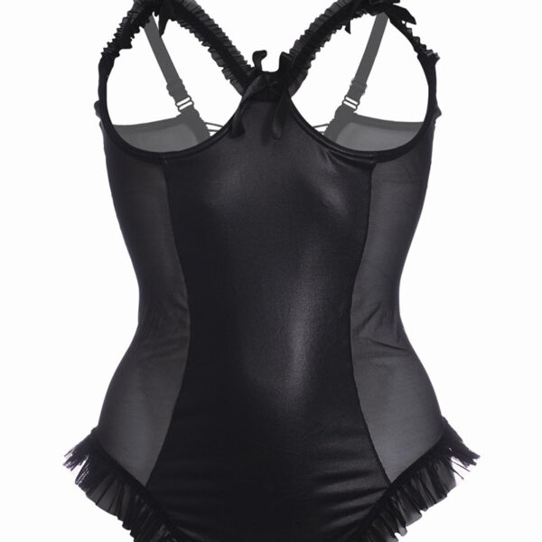 Body wetlook ouvert noir Mistique – Christine