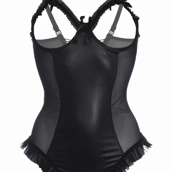 Body wetlook ouvert noir Mistique – Christine