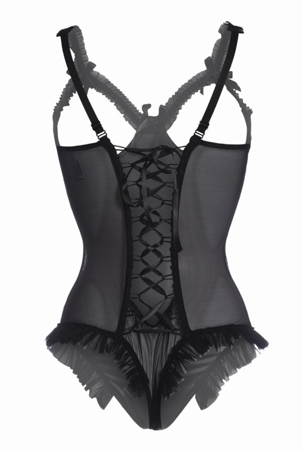 Body wetlook ouvert noir Mistique – Christine - 94edenstreet.com - sexshop en ligne