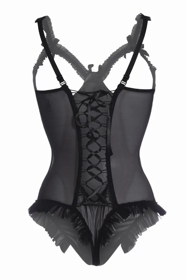 Body wetlook ouvert noir Mistique – Christine - 94edenstreet.com - sexshop en ligne