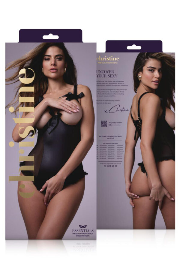 Body wetlook ouvert noir Mistique – Christine - 94edenstreet.com - sexshop en ligne