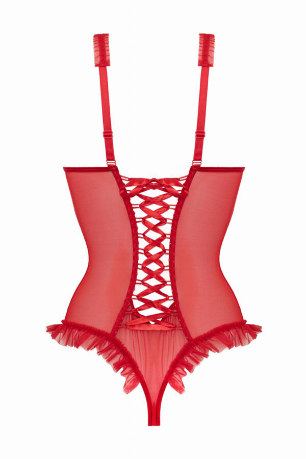 Body wetlook ouvert rouge Mistique - Christine – Image 4