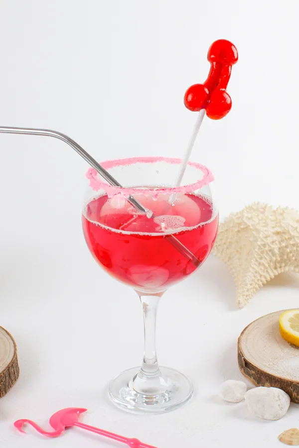 Sucette pénis daiquiri fraise avec alcool - 94edenstreet.com - sexshop en ligne