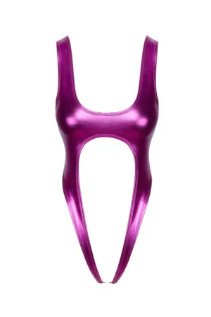 Body rose métallisé ouvert à l’entrejambe – Cotelli Lingerie - 94edenstreet.com - sexshop en ligne