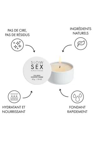 Bougie de massage Slow Sex 50g – Bijoux Indiscrets - 94edenstreet.com - sexshop en ligne