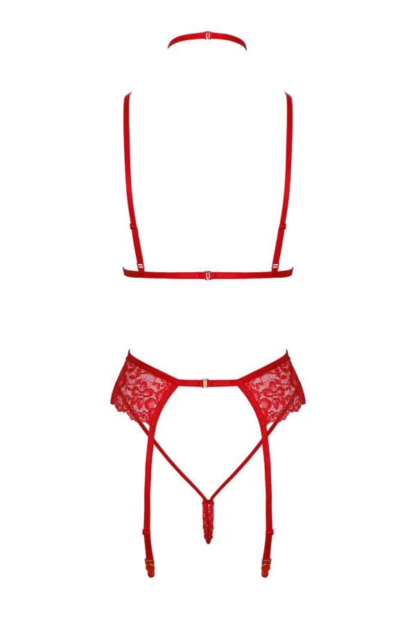 Ensemble 5 pièces Bondage Red Lace Kiss 243 – Kissable - 94edenstreet.com - sexshop en ligne