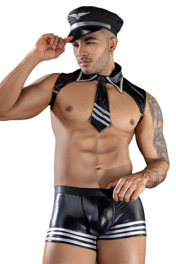 Costume commandant de bord sexy 4 pièces - 94edenstreet.com - sexshop en ligne