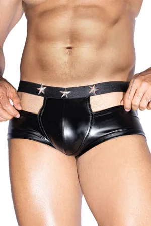 Boxer sexy noir avec ouvertures – J Lingerie - 94edenstreet.com - sexshop en ligne