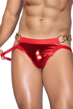 Jock-Strap rouge brillant – J Lingerie - 94edenstreet.com - sexshop en ligne