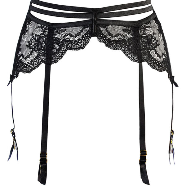 Porte-jarretelles tulle et dentelle noir V-10712 – Axami