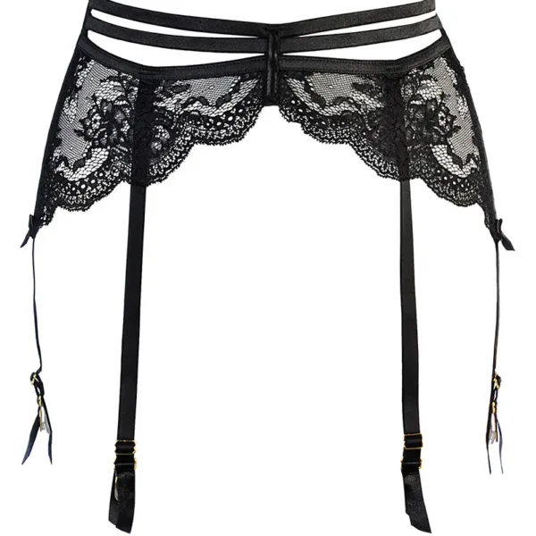 Porte-jarretelles tulle et dentelle noir V-10712 – Axami