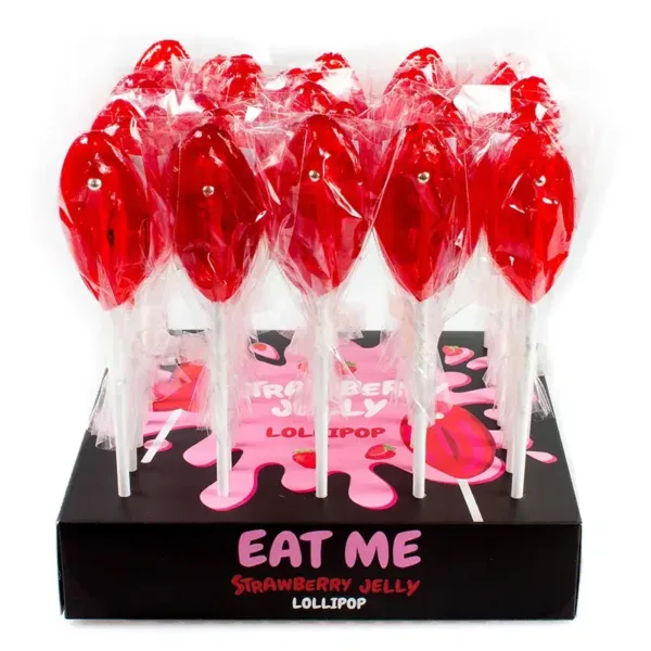 Présentoir de 40 sucettes vulve à la fraise
