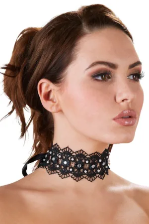Collier brodé avec strass – Cotelli Accessoires - 94edenstreet.com - sexshop en ligne