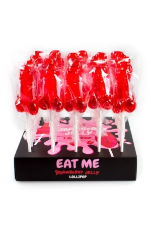 Présentoir de 40 sucettes pénis à la fraise - 94edenstreet.com - sexshop en ligne